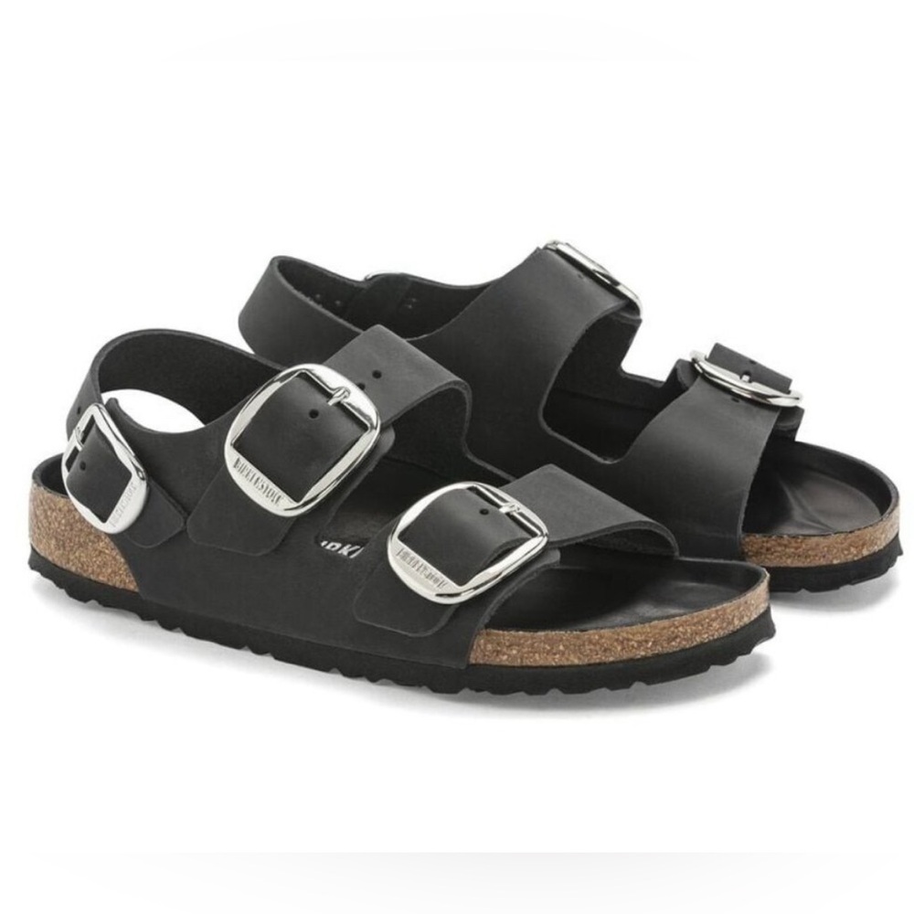 Birkenstock Milano Big Buckle Black Leather Sandals size 7/7.5